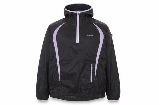 Front view of Hind women’s black, size UK 10, lightweight hooded windbreaker jacket