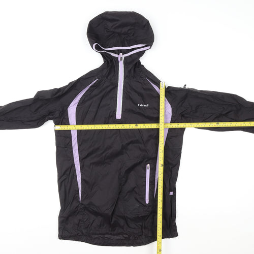 Hind Womens Black Size 10 Lightweight Hooded Windbreaker Jacket