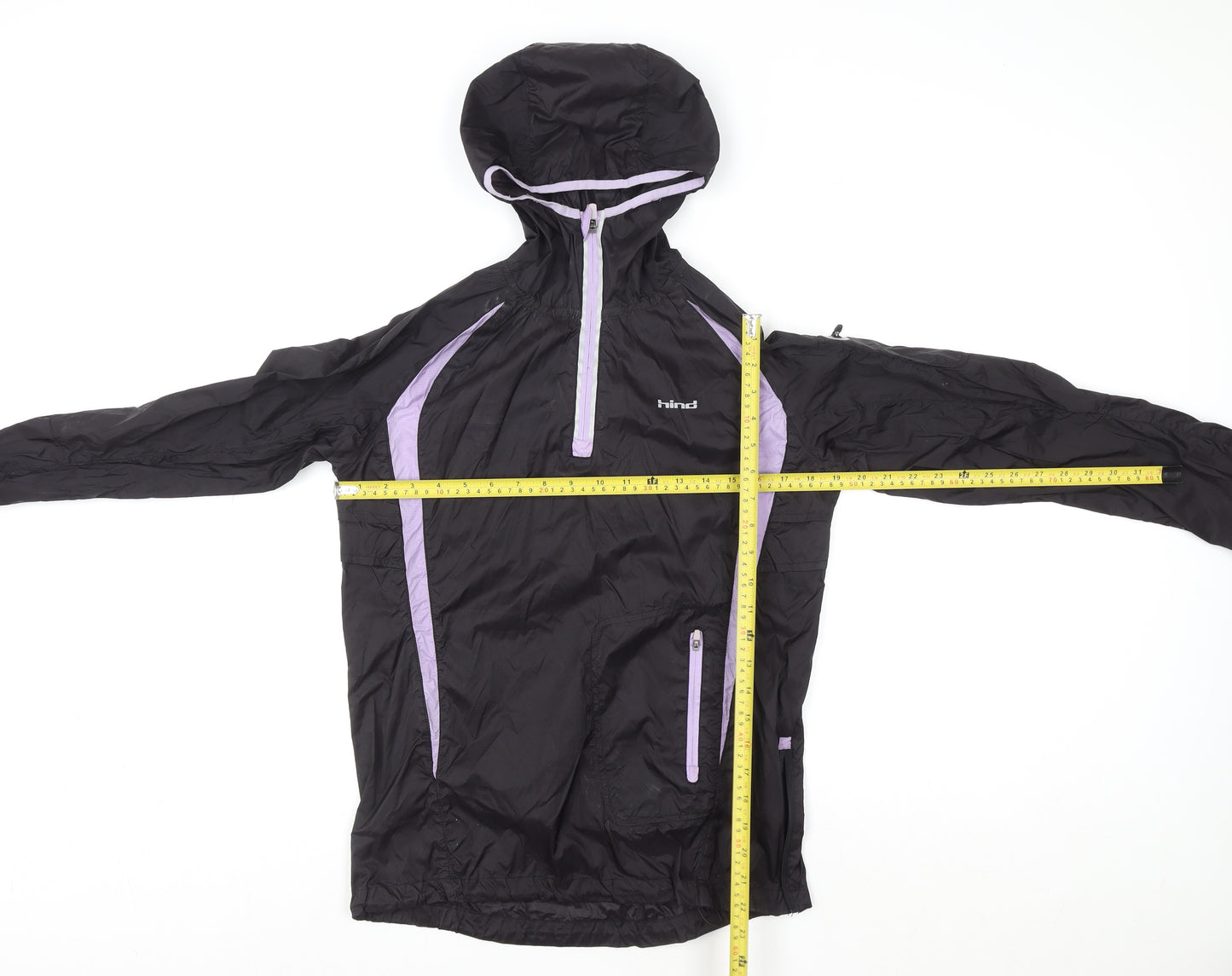 Hind Womens Black Size 10 Lightweight Hooded Windbreaker Jacket
