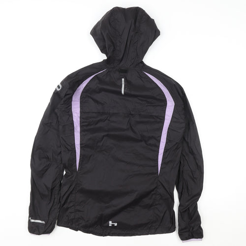 Hind Womens Black Size 10 Lightweight Hooded Windbreaker Jacket