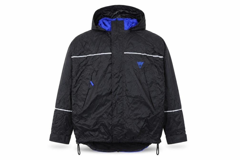 Front view of Viga Men's Black XS Hooded Reflective Windbreaker Jacket