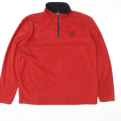 Atlas For Men Red Fleece 1/4 Zip Pullover Sweatshirt Size L