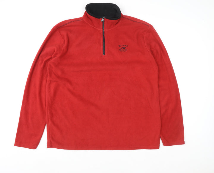 Atlas For Men Red Fleece 1/4 Zip Pullover Sweatshirt Size L