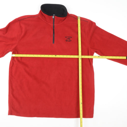 Atlas For Men Red Fleece 1/4 Zip Pullover Sweatshirt Size L