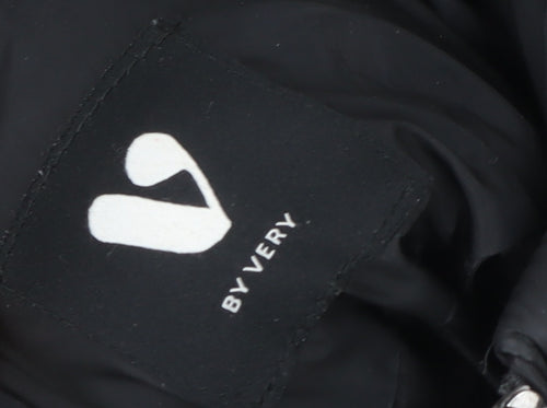 Very Women's Black Hooded Puffer Jacket Size 12 with Faux Fur Trim