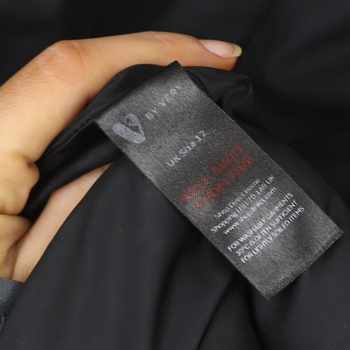 Very Women's Black Hooded Puffer Jacket Size 12 with Faux Fur Trim