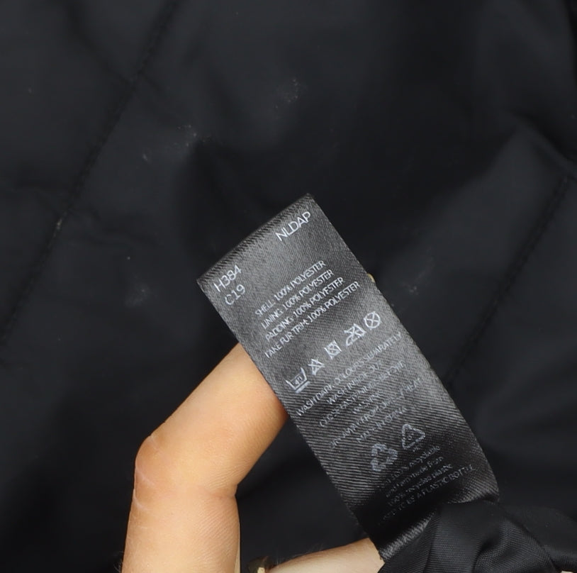 Very Women's Black Hooded Puffer Jacket Size 12 with Faux Fur Trim