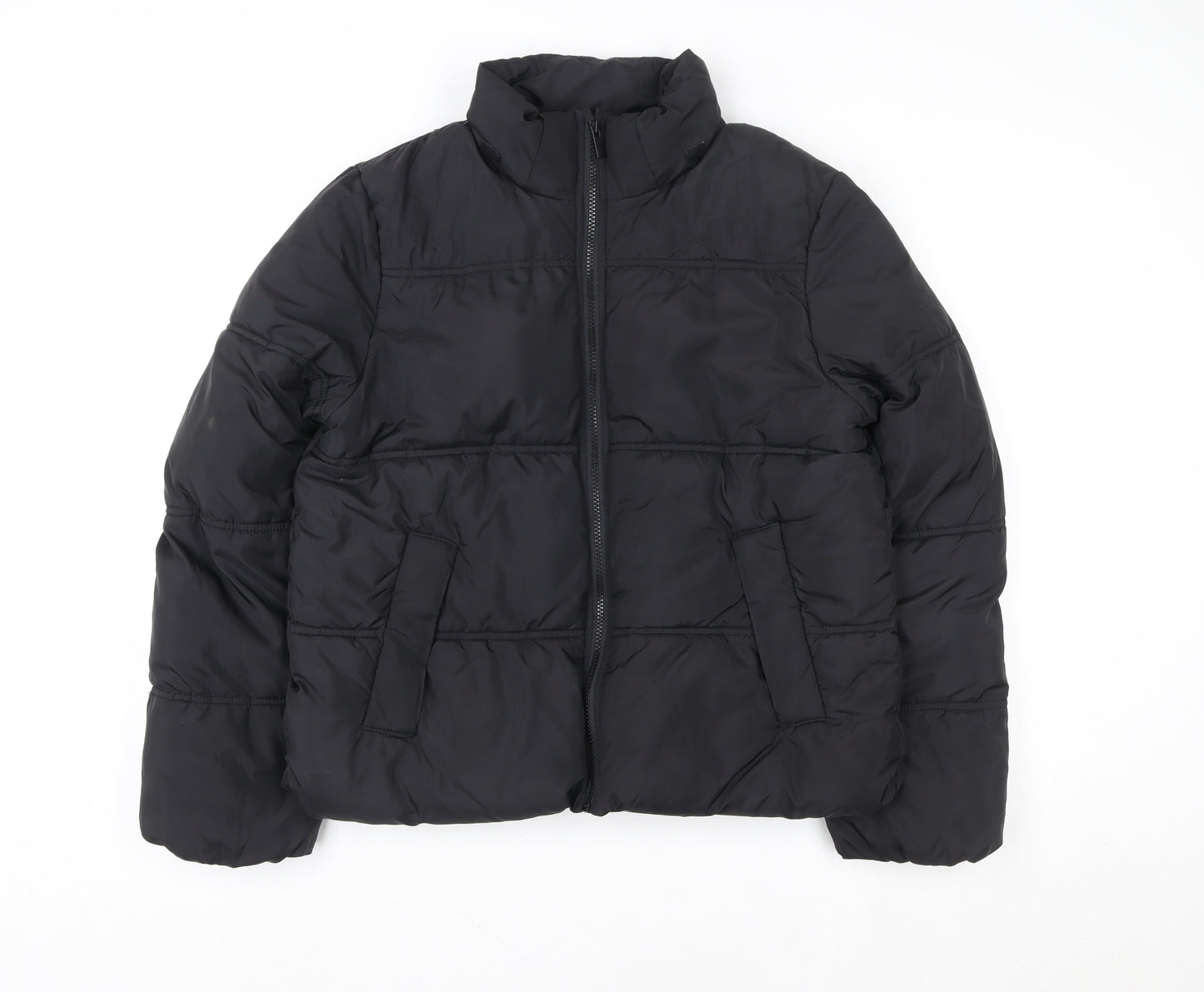 H&M Womens Black Puffer Jacket Size 20 Lined Quilted Winter Coat