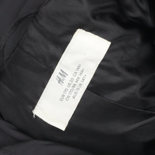 H&M Womens Black Puffer Jacket Size 20 Lined Quilted Winter Coat