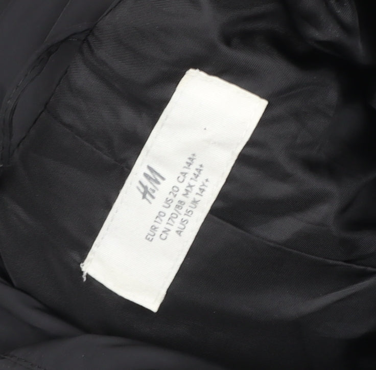 H&M Womens Black Puffer Jacket Size 20 Lined Quilted Winter Coat