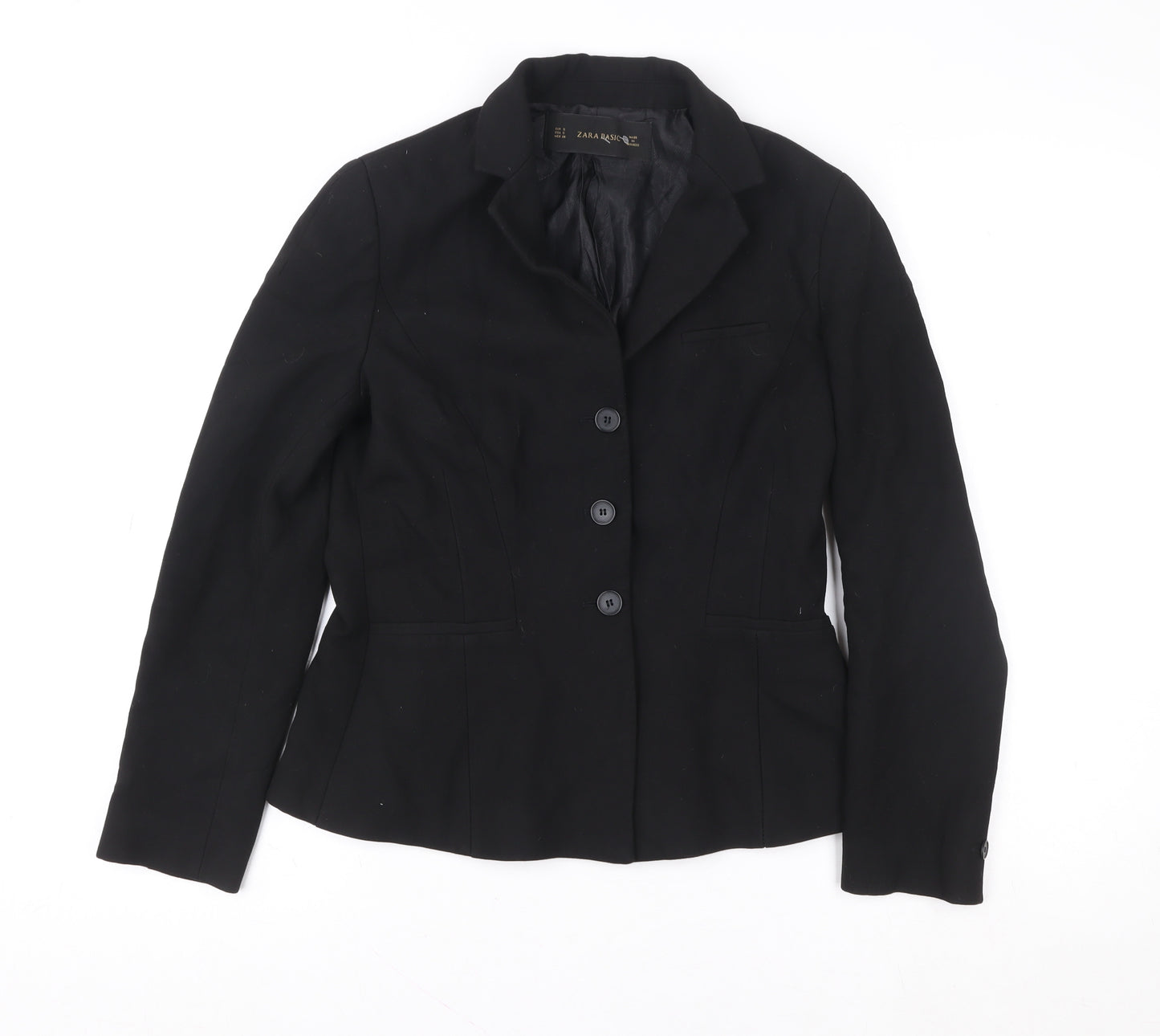 Zara Basic Women's Black Blazer Jacket Size 10 Regular Fit