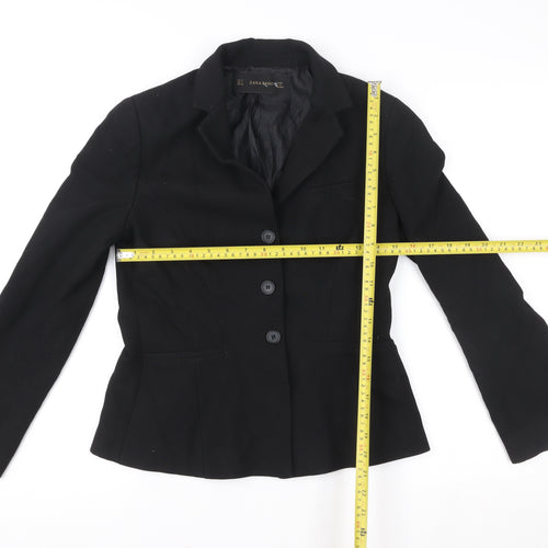 Zara Basic Women's Black Blazer Jacket Size 10 Regular Fit