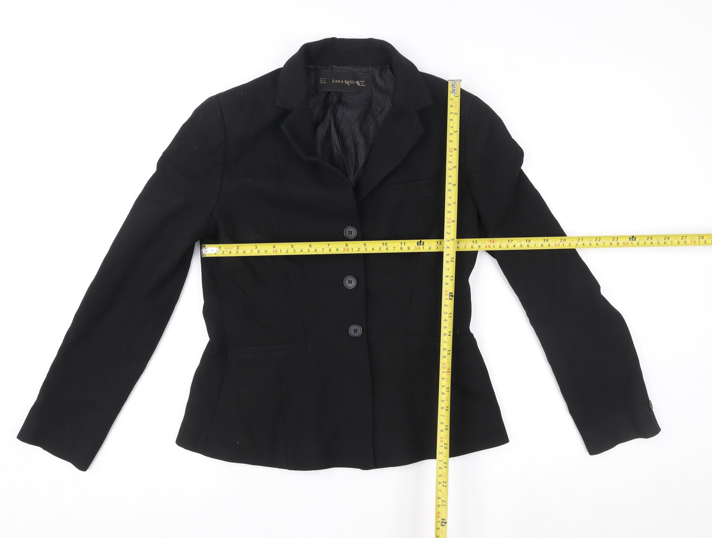 Zara Basic Women's Black Blazer Jacket Size 10 Regular Fit