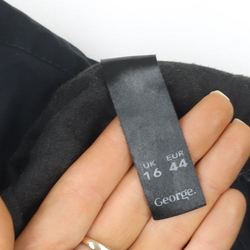 George Men’s Black Cotton Parka Jacket UK 44 Hooded Zip Casual