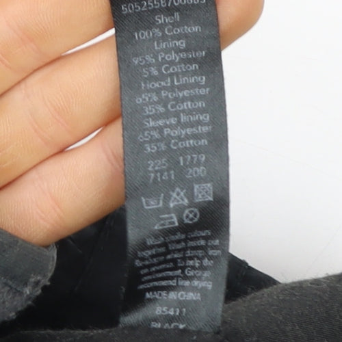 George Men’s Black Cotton Parka Jacket UK 44 Hooded Zip Casual
