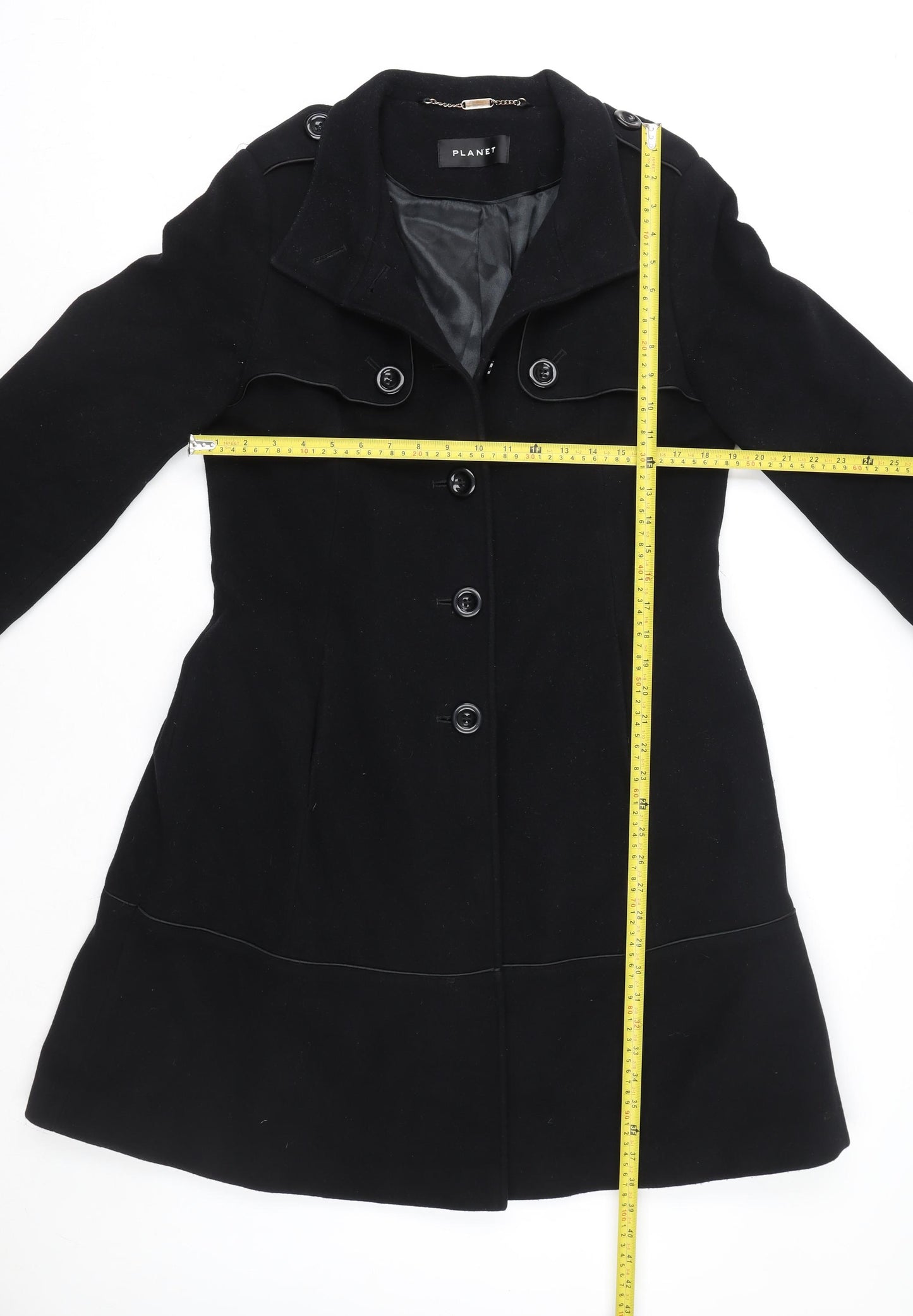 Planet Women’s Black Wool Cashmere Blend Long Coat Size 12