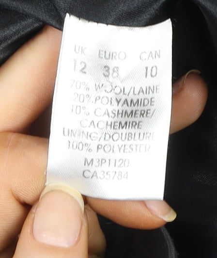 Planet Women’s Black Wool Cashmere Blend Long Coat Size 12