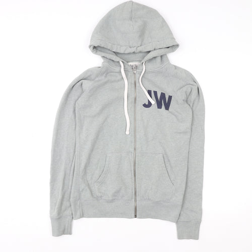 Jack Wills Men's Grey Full Zip Hoodie Size M British Graphic