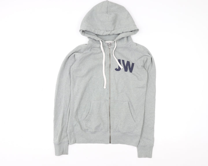 Jack Wills Men's Grey Full Zip Hoodie Size M British Graphic