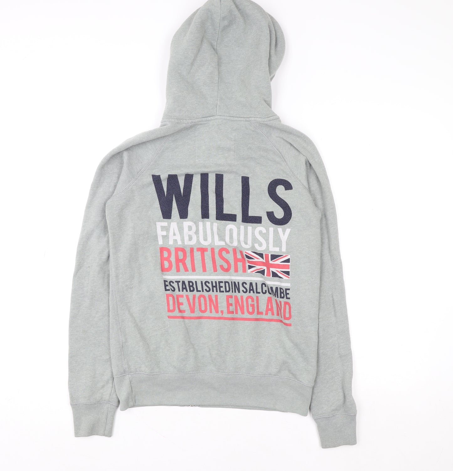 Jack Wills Men's Grey Full Zip Hoodie Size M British Graphic