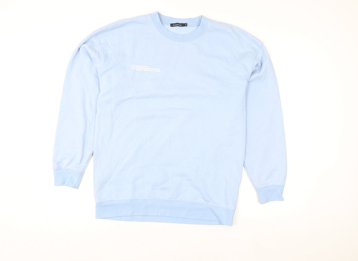 Boohoo Women’s Light Blue Crew Neck Pullover Sweatshirt Size S