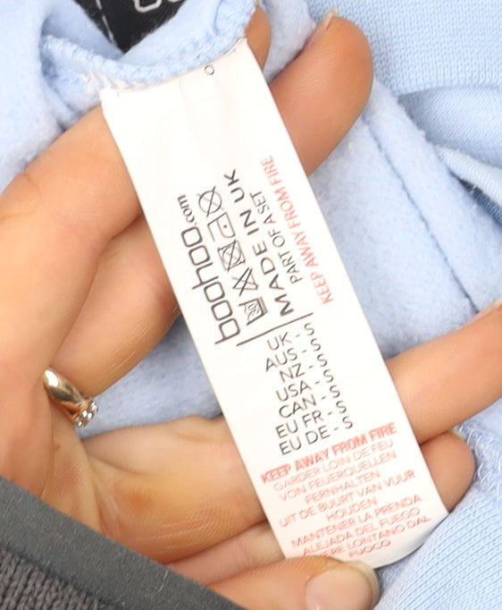 Boohoo Women’s Light Blue Crew Neck Pullover Sweatshirt Size S
