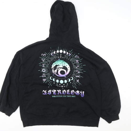 H&M Women Black Astrology Graphic Pullover Hoodie Medium