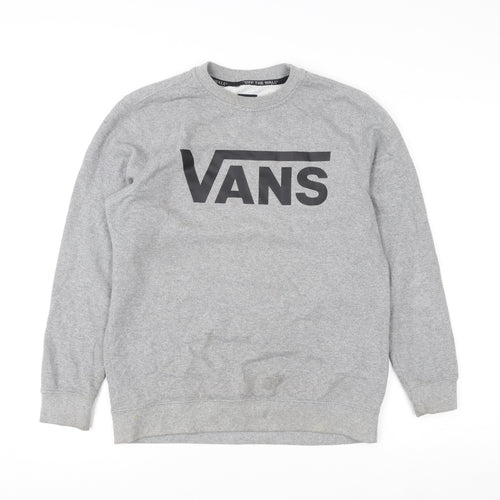 Vans Men's Grey Logo Fleece Pullover Sweatshirt Size L