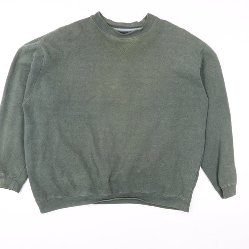 BHS Womens Dark Bottle Marl Green Sweatshirt Large Cotton Blend Casual