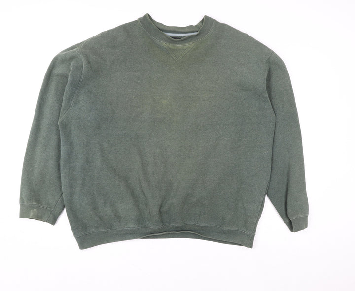 BHS Womens Dark Bottle Marl Green Sweatshirt Large Cotton Blend Casual