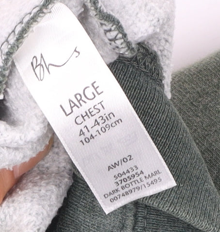 BHS Womens Dark Bottle Marl Green Sweatshirt Large Cotton Blend Casual