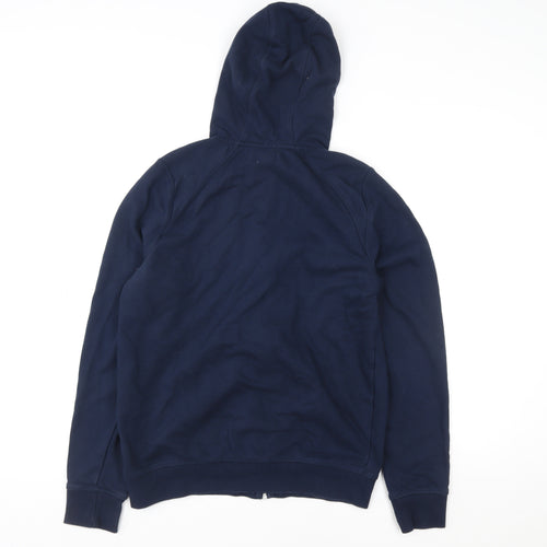 JEFF&CO Mens Blue Hooded Full Zip Cotton Blend Jacket M