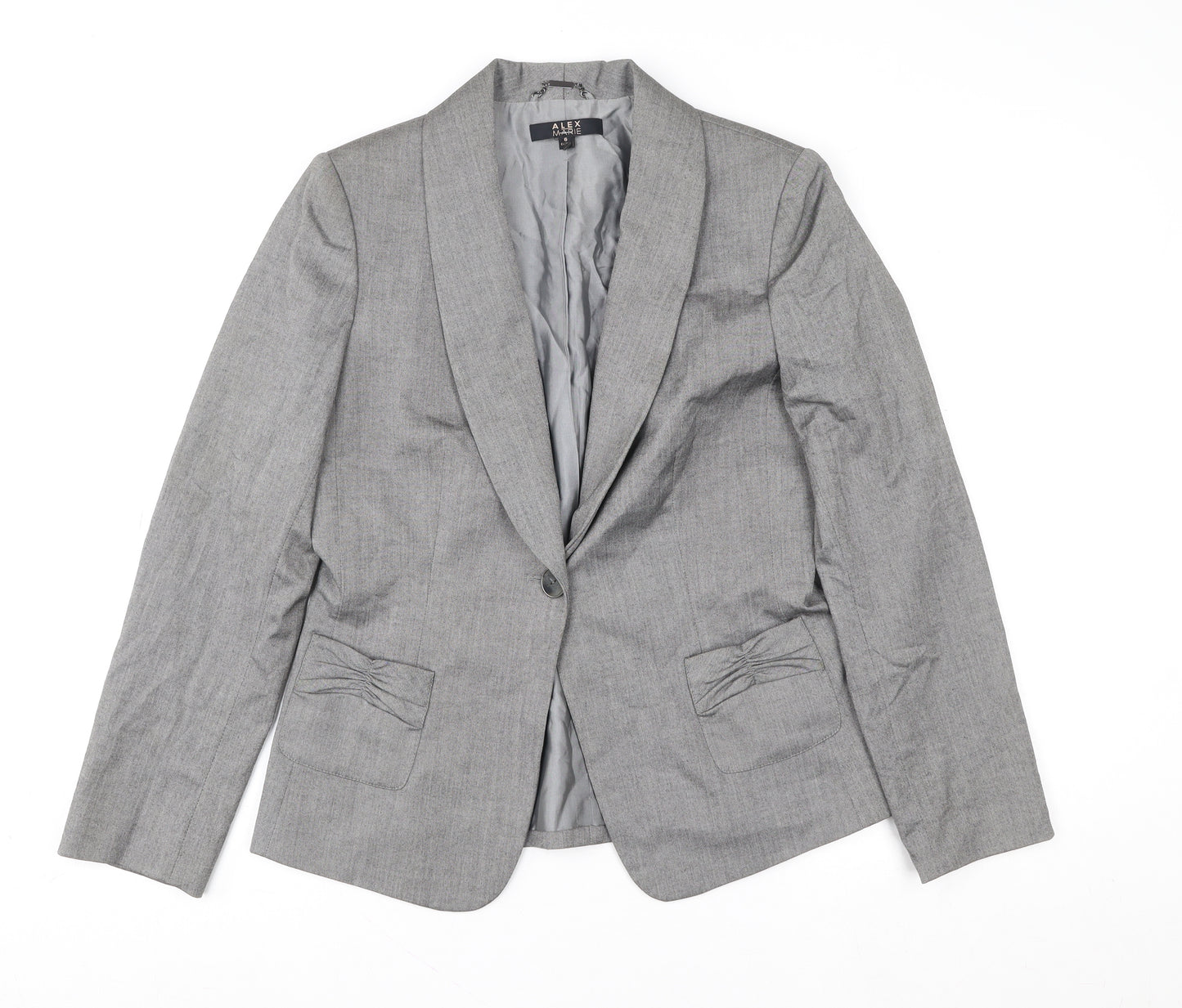 Alex Marie Grey Single-Breasted Women's Blazer Size 10 UK Classic Fit