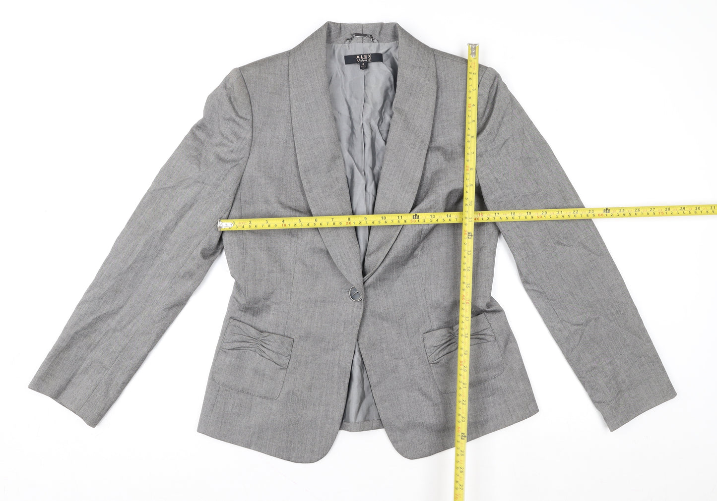 Alex Marie Grey Single-Breasted Women's Blazer Size 10 UK Classic Fit