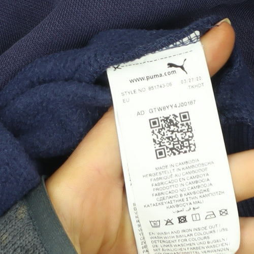 Puma Womens Navy Blue Pullover Hoodie Small Hooded Sweatshirt