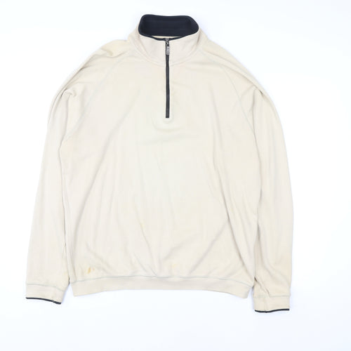 Bobby Jones Women Beige 1/2 Zip Pullover Sweatshirt Size M Pima Cotton