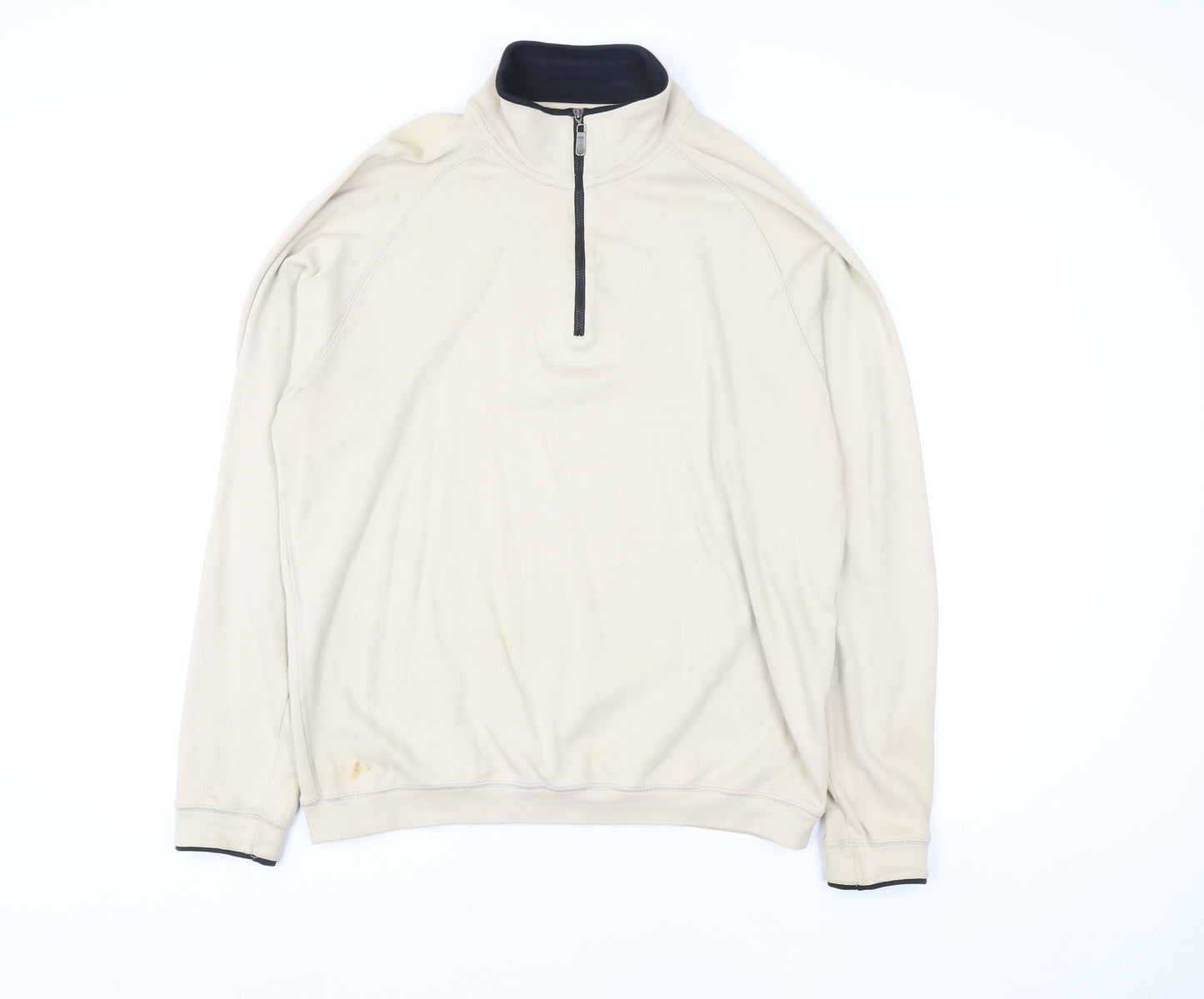 Bobby Jones Women Beige 1/2 Zip Pullover Sweatshirt Size M Pima Cotton