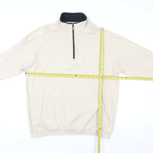 Bobby Jones Women Beige 1/2 Zip Pullover Sweatshirt Size M Pima Cotton