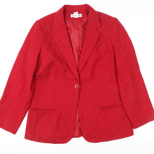 Sag Harbor Women's Red Wool Single-Breasted Blazer Size 12
