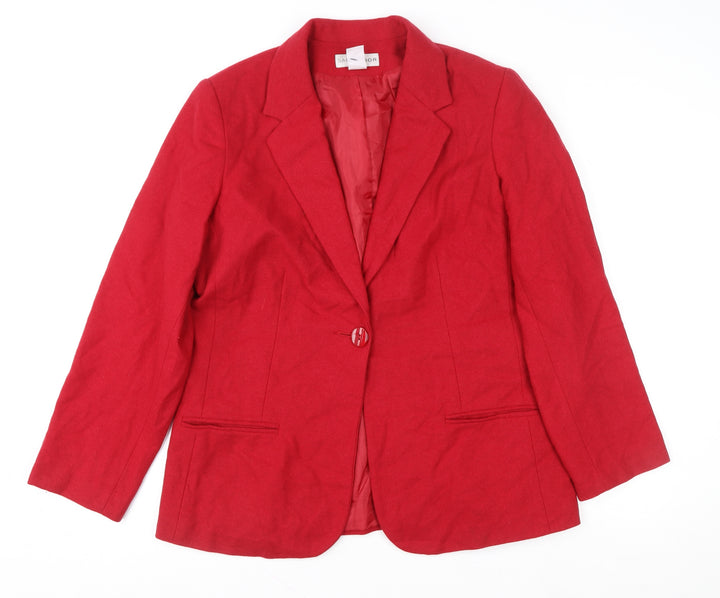 Sag Harbor Women's Red Wool Single-Breasted Blazer Size 12