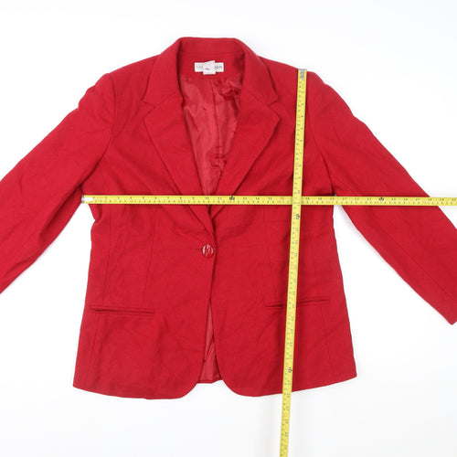 Sag Harbor Women's Red Wool Single-Breasted Blazer Size 12