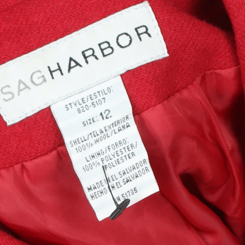 Sag Harbor Women's Red Wool Single-Breasted Blazer Size 12