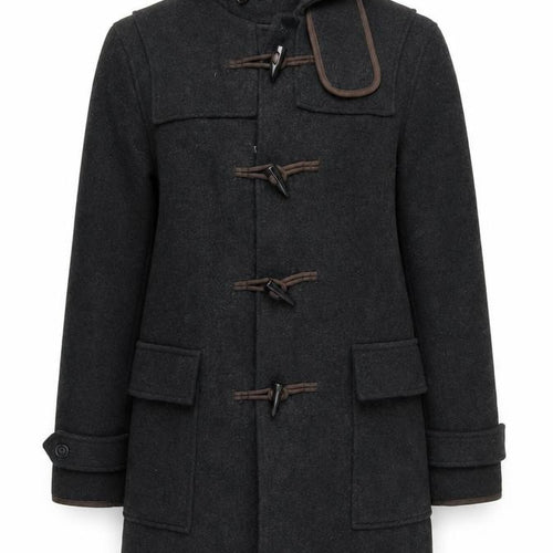 Topman Unisex Adults Black Wool Duffle Coat M Hooded Mid-Length