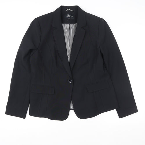 Peacocks Womens Black Blazer Jacket Size 16 Tailored Single Button