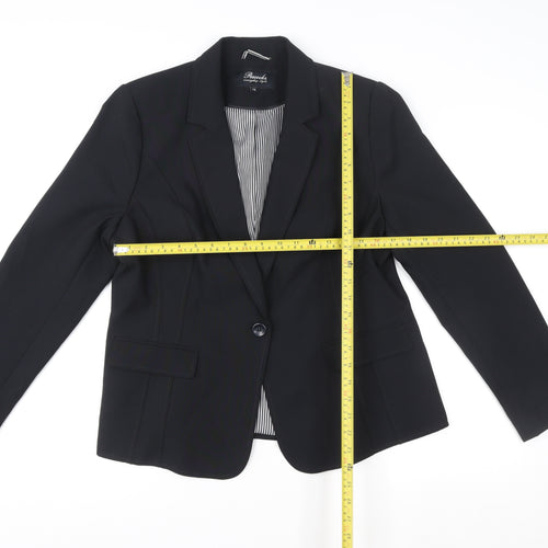 Peacocks Womens Black Blazer Jacket Size 16 Tailored Single Button