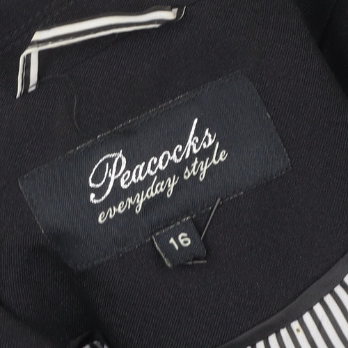 Peacocks Womens Black Blazer Jacket Size 16 Tailored Single Button