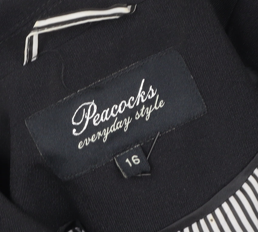 Peacocks Womens Black Blazer Jacket Size 16 Tailored Single Button