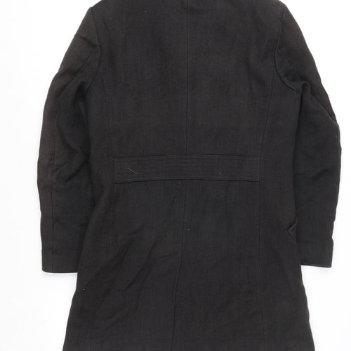 Zara Man Men's Black Cotton Blend Mid-Length Overcoat Size L