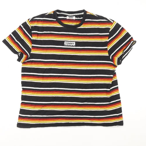 Tommy Jeans Men's Multicoloured Striped XL Cotton T-Shirt