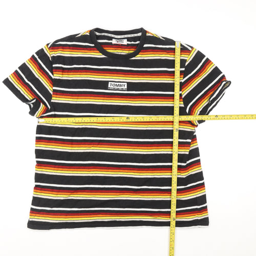 Tommy Jeans Men's Multicoloured Striped XL Cotton T-Shirt